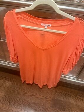 Sundry Women's V-Neck Short Sleeve Tee in Bright Orange